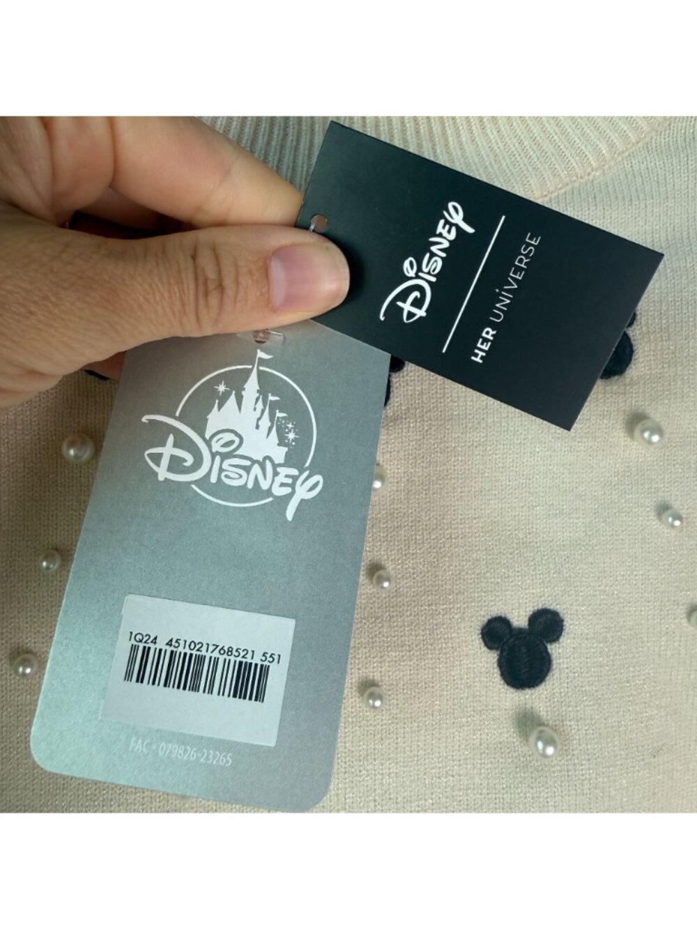 Disney Her Universe NWT Mickey Mouse Pearl Balloon Sleeve Sweater Size Small - Picture 7 of 10